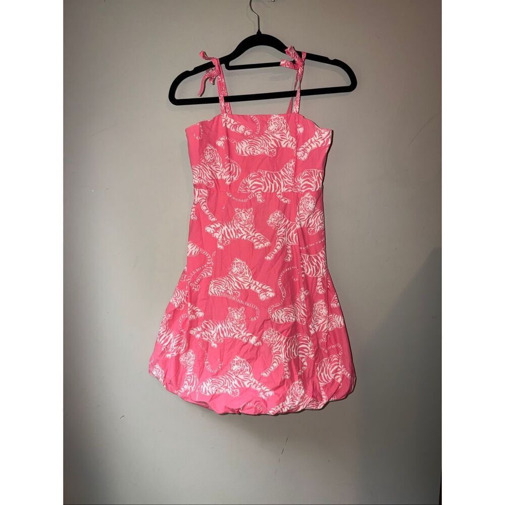 Lilly Pulitzer bubble gum pink tiger print dress girls size 12